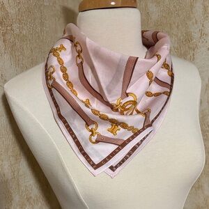 Celine Light Pink Scarf with Gold and Brown Chain Design